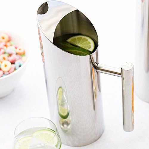 Met Lux 67 onça Modern Water Pitcher, 1 Pitadora de bebida de metal resistente a dentes - com guarda de gelo, alça