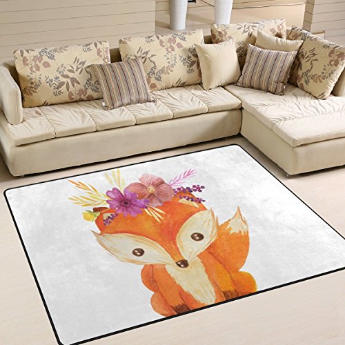 Vantaso Soft Foam Area Rugs Fox fofa de bebê com tapetes de jogo sem escorregamento de 63x48 polegadas para crianças brincando