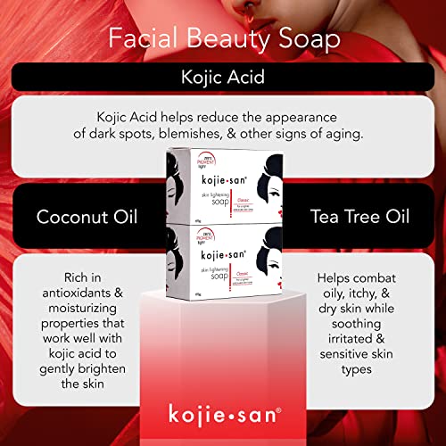 Sabão Kojie San Skin Blearning - Sabão de ácido Kojic original para manchas escuras, hiperpigmentação e cicatrizes com coco e óleo de