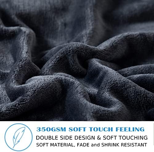 Cobertor de lã de lã OBOEY 350gsm, cobertor de microfibra leve, manta-estática- 50x60 polegadas cinza escuro cinza escuro