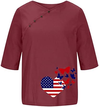 4 de julho Tshirt para Women USA Flag de verão casual manga curta Crew Tunic Tops Stars Stripes tie-dye Compey Tees Tops