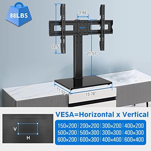 MountUp Universal TV Stand, Tab TV TV é de 37 a 65, TVs de tela plana de 70 polegadas - altura ajustável, inclinação,