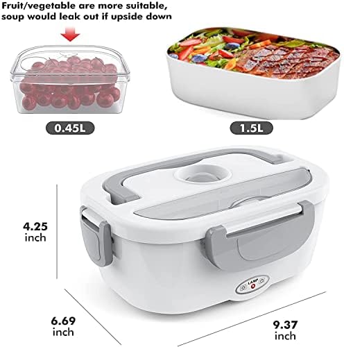 Kiata 【???? 】】 Lancheira elétrica 2 em 1 aquecedor de comida portátil para caminhões de carro em casa e trabalho, removível de alimentos