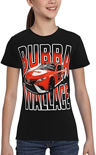 Asfrsh Bubba Wallace 23 camisa para menina adolescente e garoto impressão curta Tee de manga curta Camiseta clássica de camisa clássica