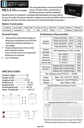 12V 1.3AH Bateria de substituição para ExpertPower Exp612