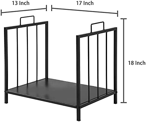 MyGift Compact Legeood Rack, Black Metal Metal Larerplace Wood Reg ou Organizador do suporte