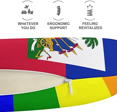 Pillow do pescoço da bandeira de bandeira do LGBT Pride Haiti em forma de espuma de espuma de espuma de viagem para