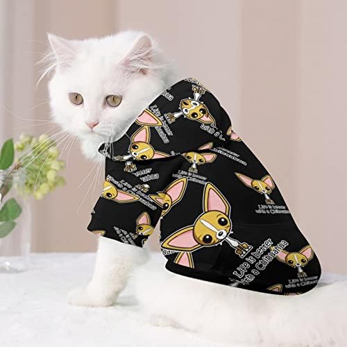 A vida de Funnystar Chihuahua é melhor cães com capuz de cachorro Cat Sweatershirt