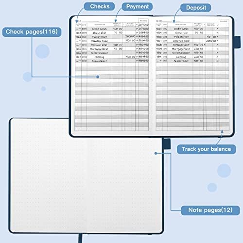 Registros de cheques de Jubtic A5 para talão de cheques pessoais, Livro de registro de transações de transações de contabilidade