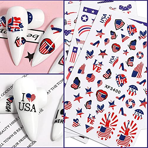 4 de julho adesivos de unhas America America Patriótica Designer de unhas adesivos de arte Decalques 3d Autheste Nail Art Supplies