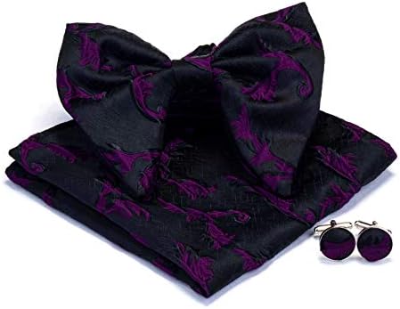 Gusleson Fashion Floral Ajustável Ajuste Big Bush Bush e Pocket Square Bufflink Set com caixa