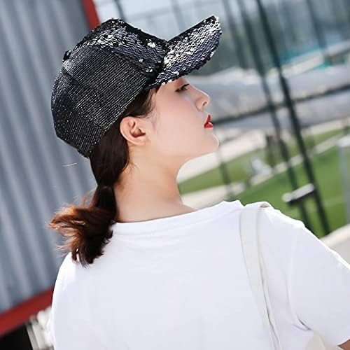 Lantejouno de lantejoulas-touca de chapéu de beisebol ajustável reversível para mulheres 56-58cm / 22 -23