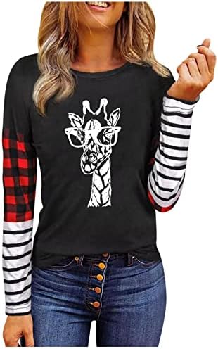 Camisas de manga comprida feminina Tops Fall O-G-G-G-G-G-Grewneck Lounge Colorblock Black Baggy Tunic Blouse Tunic