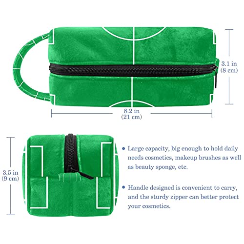 Bolsa de maquiagem Bolsa de bolsa de bola de higiene de higiene de futebol verde de bolsa de futebol verde com zíper e