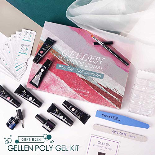 Kit de gel de extensão de unhas Gellen Poly, Técnico Profissional de Treno Acrílico Construtor de unhas Aprimorando All-in-One