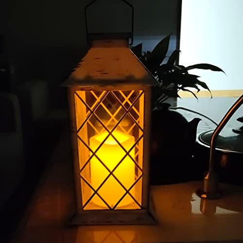 Lanternas solares de Ledholyt, lanternas decorativas LED ao ar livre com velas sem chamas, lâmpada de decoração de lanterna cinza para