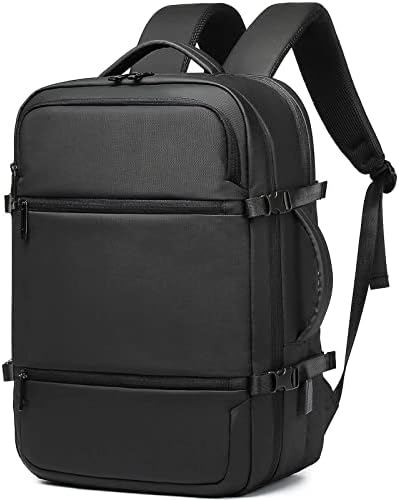 Mochila de laptop de viagem DWQOO Para homens, couro grande mochila de negócios com alça de bagagem, Mochila de transporte