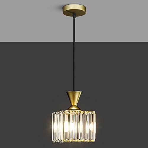 Sduyteg 1-Light Square Crystal Pinging Light em ouro/preto acabamento Mini luz, iluminação pendente de teto para a cozinha Basing