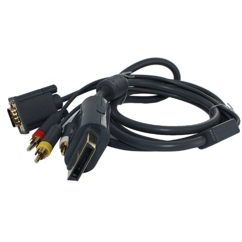 EFORBUDDY 720P HD VGA RCA AV cabo de cabo para Xbox 360, 6 pés, cinza