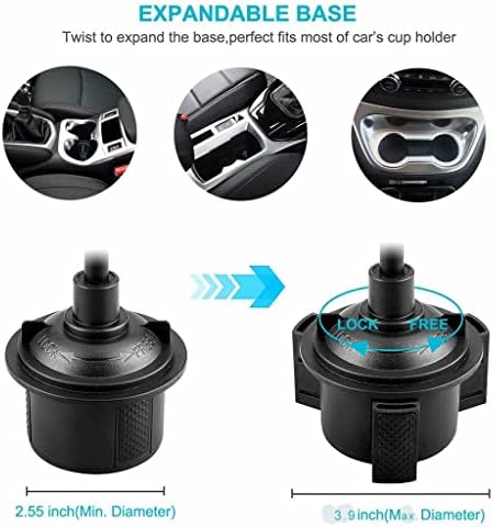 Jieseing Universal Car Phone Mount com 360 ° Goboteneck ajustável para o porta-voz do porta-copos de carro Hands-livre