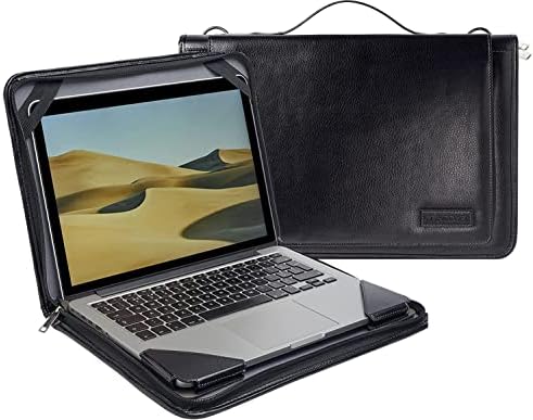 Broonel Black Leather Laptop Messenger Case - Compatível com Terra Mobile 15-360