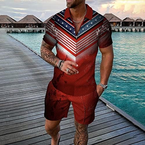 RCESSD Men's Tracksuit Summer 2 Peças Casual Hawaiian Shirve Shirts Mens estrelas e listras camisetas gráficas