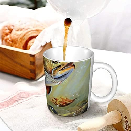 PPFINE BROUT Trout Fly Fish Coffee Caneca Copa de Cerâmica Graphics Grande Copo de Viagem de Viagem para Escritório e Home, 11,2