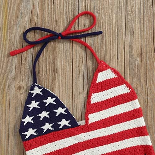 Garotas de criança inabalável 4 de julho Roupet Little Kids Quarto de julho Roupas American Flag Halter Top Top Shorts Conjunto