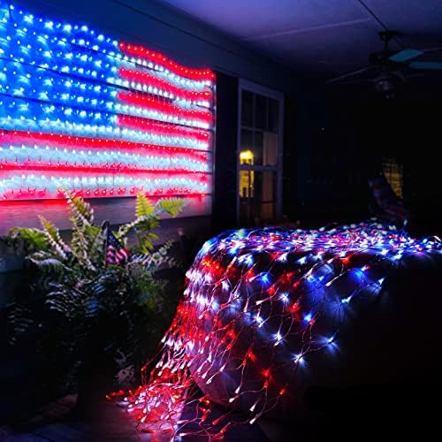 American Flag String Lights com 420 LEDs super brilhantes, para o Dia da Independência, 4 de julho, Dia Memorial, Dia dos Veteranos,