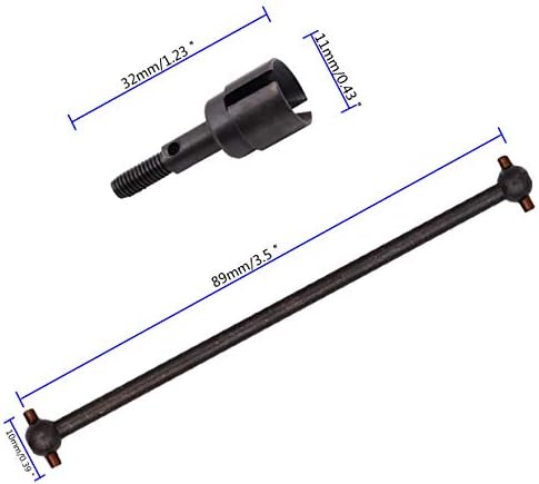 8 Pack Treehobby 90mm Aço inoxidável 08029 Eixo de acionamento de colegas de cachorro e 02033 eixo de roda de stub para 1/10 Vulcão