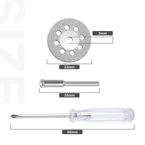 Roda de corte com chave de fenda para ferramentas rotativas, 545 roda de corte de diamante 20pcs e 402 mandril 4pcs