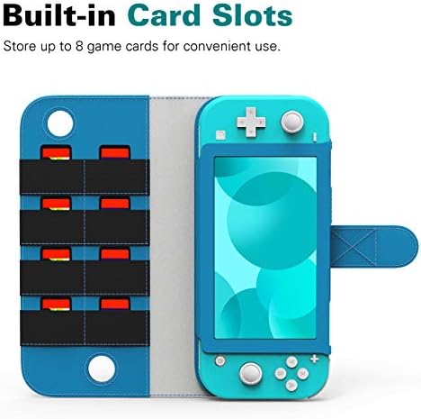 Moko Case Compatível com Nintendo Switch Lite, capa anti-arranhão de couro PU com bolso interno, slots de cartas de 8 jogos embutidos,