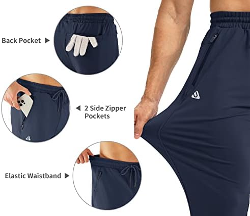 Calças de golfe estriadas masculinas com zíper com bolsos de zíper esbelto para a pás de moletom atlético para homens