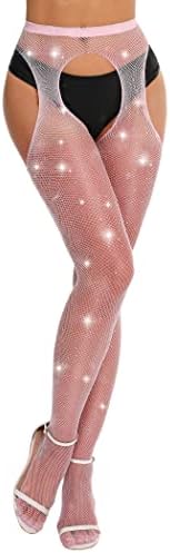 Meias de rlove fishnet shinestone altas cinturas de meia -calça de meia -calça feminina em meias bruscas de brilho