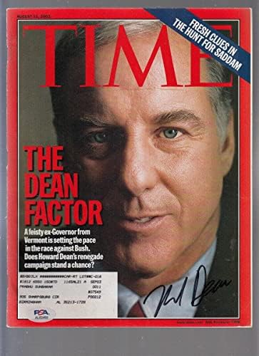 Howard Dean assinou 2003 Revista Time 8/11 Governador de Vermont PSA/DNA - Revistas de faculdade autografadas