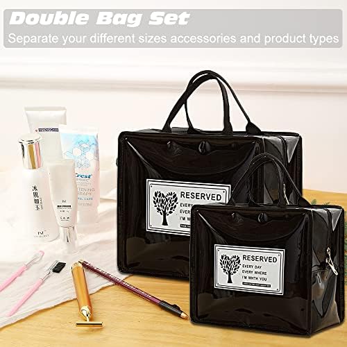 Resszo 2pcs Bolsa de higiene de viagem de viagem preta para homens, grandes sacos de cosméticos resistentes à água com alça de zíper