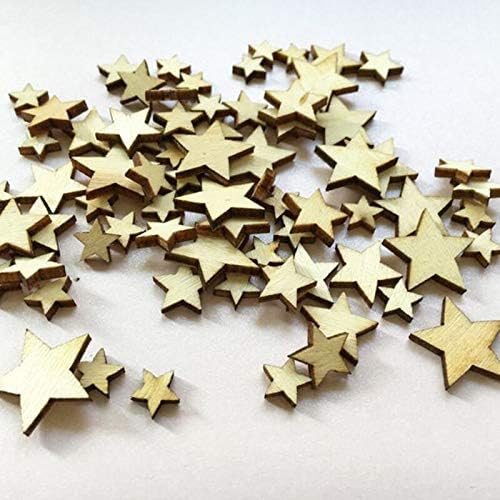 Oyalma 100pcs Estrela natural de madeira pura scrapbook chique pobre Decorações de casamento rústico Festas de festa de natal