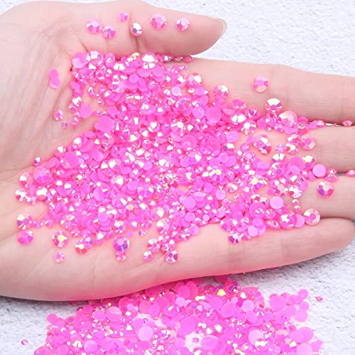 Edittime 2000 peças geléia ab resina unha arte strass misto tamanho 2-6mm redondo cristais de unhas de costas planas Diamantes