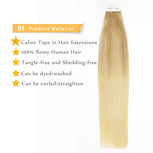 Fita de caliee balayage em extensões de cabelo para cabelos humanos sem costura e reutilizável marrom dourado 12 para branquear loira