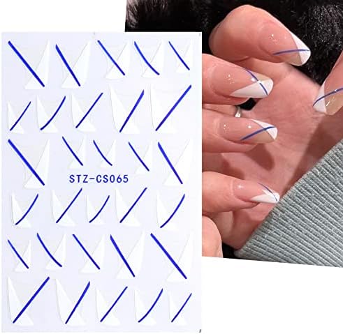 Adesivos de arte em linha francesa - Decalques de unhas de linha de onda colorida - 3D Auto -adesivo UNIL ARTIPS STRIPS