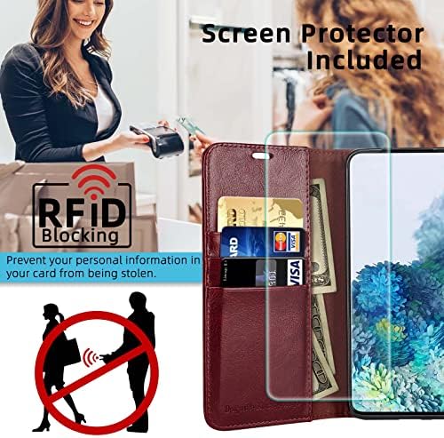 Monasay Galaxy S21 Caixa de carteira Ultra 5G, 6,8 polegadas, [Protetor de tela incluído] [Bloqueio de RFID] Flip Folio Leather