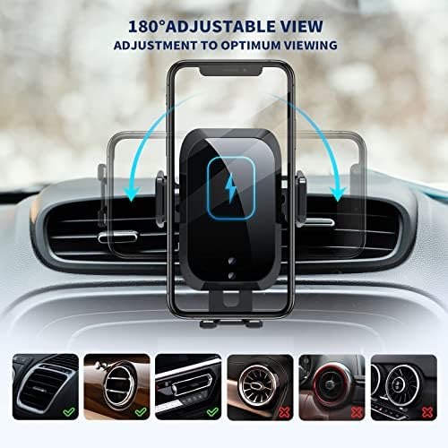 Montagem do carregador de carros sem fio, Amlink Auto Sense 15W Charging Fast Charging Auto, porta -telefone Mount Mount Wireless