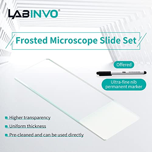 Labinvo pré-limpo o conjunto de slides do microscópio fosco, 288pcs de escurecimento.75.0x25.0x1.1mm mamadas, 45 ° Curros, super