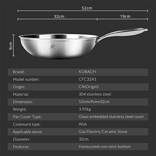 Wionc 32cm Kitchen wok pan de aço inoxidável de aço inoxidável WOK LOVENCIO