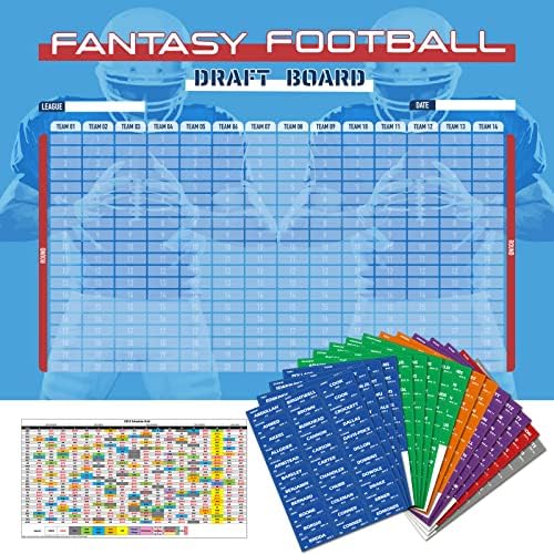 Exellewis Fantasy Football Draft Board 2022-2023 Temporada - 5,3 pés x 3,7 pés Kit de placa grande - até 14 equipes 20 rodadas