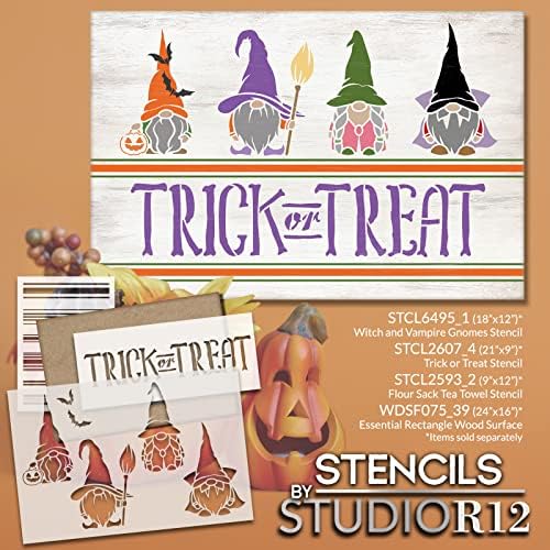 Gnomos de Halloween Witch e Vampiros Estêncil por Studior12 - Selecione Tamanho - EUA Made - Craft DIY Autumn Home Decor