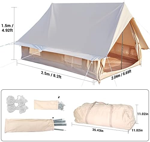 Tenda de campainha de cabine de lona para 3-4 pessoas, glamping à prova d'água Yurt tenda respirável todas as estações de camping