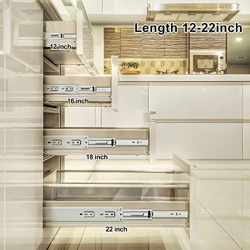 Kinlink 4 par de slides de gaveta de 18 polegadas, 3- Fold Extension Center Mount Mount Gaveer Glids, Roldatórios de esfera para