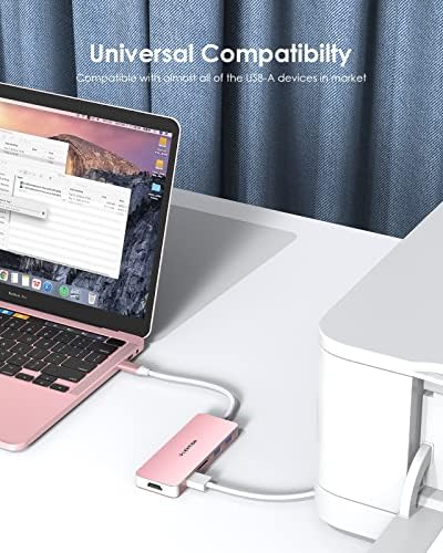 Hub USB C com 4K HDMI, 3 USB 3.0, SD/Micro SD Card Reader Compatível 2023- MacBook Pro, novo adaptador multi-porta certificado por driver Mac Air/Surface, estável