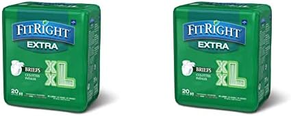 Fitright Optifit Extra Adult Briefs, fraldas de incontinência com abas, absorção moderada, 2xl, 60 a 70 , 20 contagem